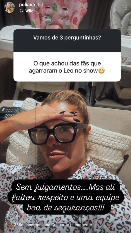 Poliana Rocha sobre fãs que agarraram Leonardo em show Poliana Rocha sobre fãs que agarraram Leonardo em show