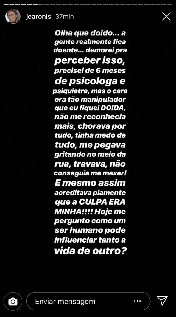 Stories @jearonis - Reprodução Instagram