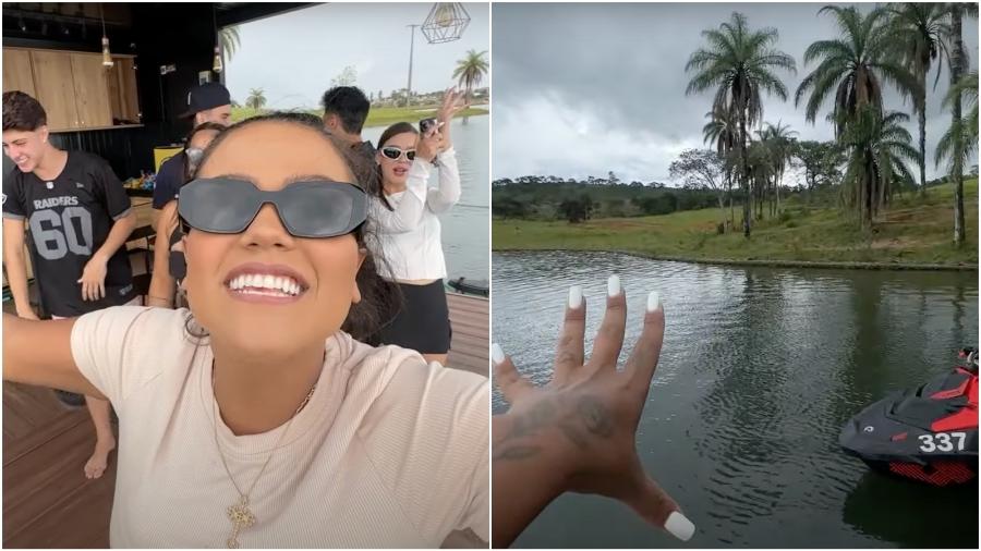 Camila Loures mostra desafio em deck flutuante no meio da lagoa - Reprodução/YouTube