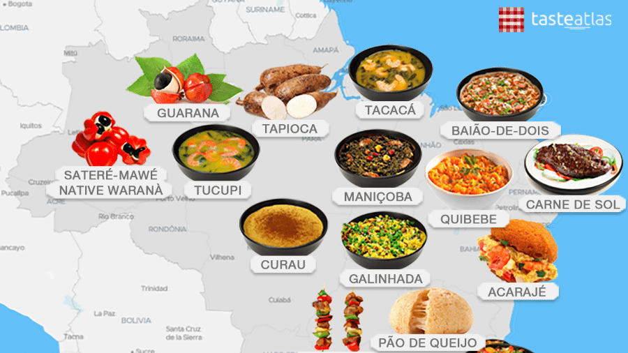 Mapa de comidas típicas brasileiras segundo o polêmico TasteAtlas