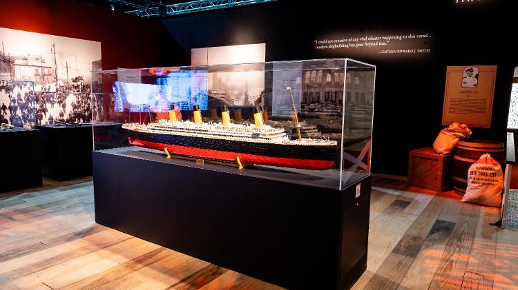 Maquete detalhada do transatlântico Titanic, uma das atrações da exposição 'Titanic: Uma Viagem Imersiva', em cartaz no Shopping Eldorado, em São Paulo Maquete detalhada do transatlântico Titanic, uma das atrações da exposição 'Titanic: Uma Viagem Imersiva', em cartaz no Shopping Eldorado, em São Paulo