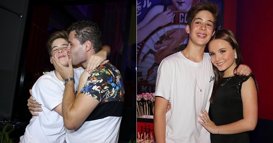 1.fev.2016 - João Guilherem comemora aniversário de 14 anos com o irmão Pedro Leonardo e a namorada, a atriz Larissa Manoela - Thiago Duran/AgNews/Manuela Scarpa/Brazil News