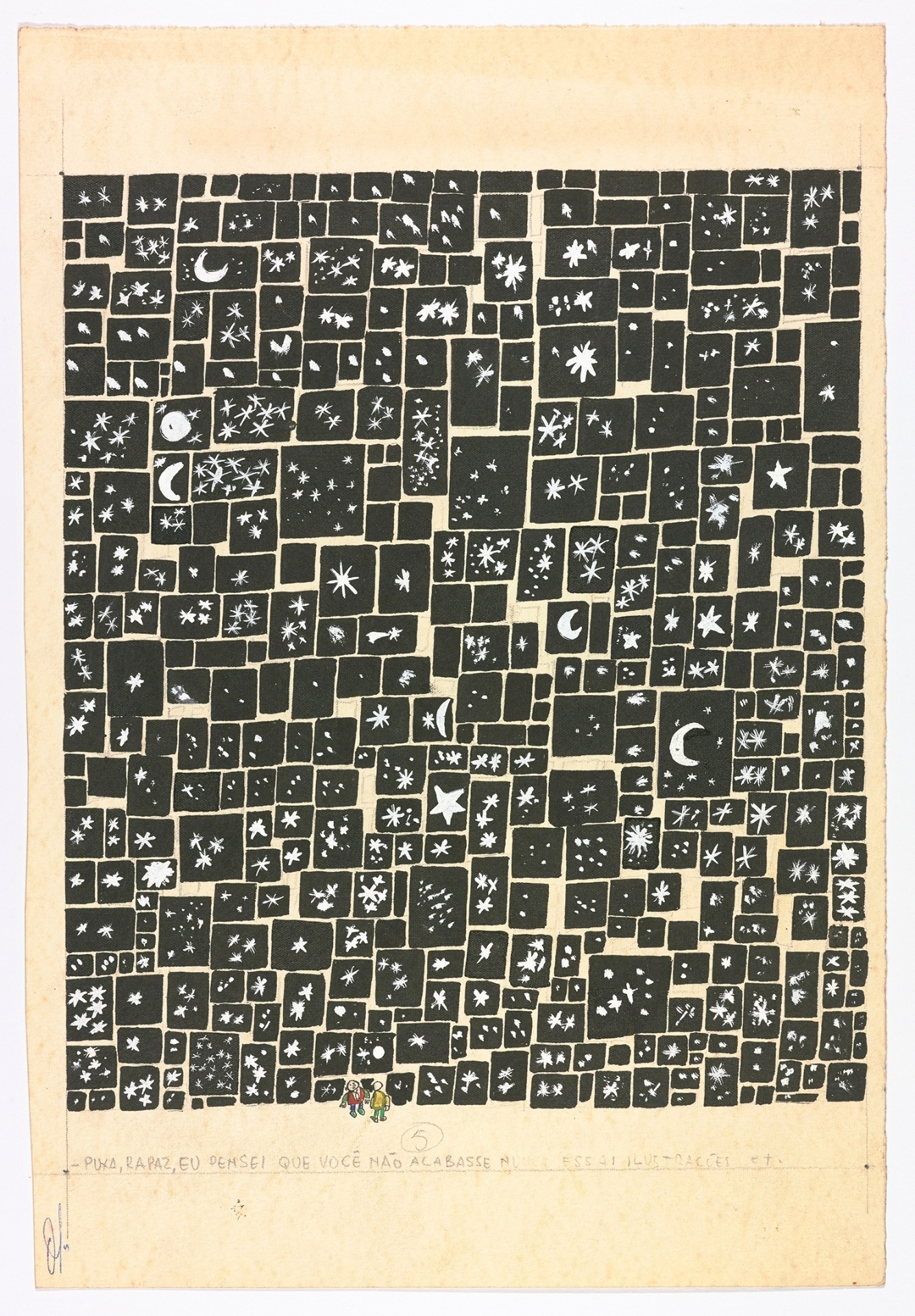 "Ilustrador das Mil e Uma Noites", publicado em "O Cruzeiro", em 1961, republicado em Desenhos, editora Raízes, 1981. A exposição "Millôr: obra gráfica" fica em cartaz de 17 de abril a 21 de agosto de 2016, no Instituto Moreira Salles (rua Marquês de São Vicente, 476, Gávea, Rio de Janeiro). A entrada é franca - Acervo Millôr Fernandes / Instituto Moreira Salles