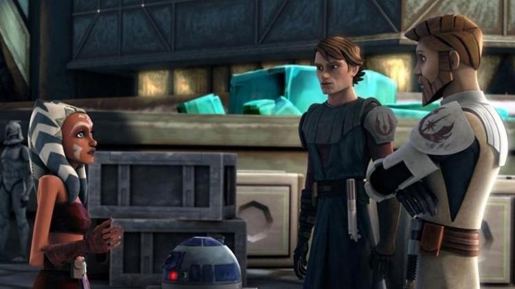 Ahsoka Tano, R2-D2, Anakin Skywalker e Obi-Wan em episódio da série animada Star Wars: The Clone Wars - Reprodução/Twitter - Reprodução/Twitter