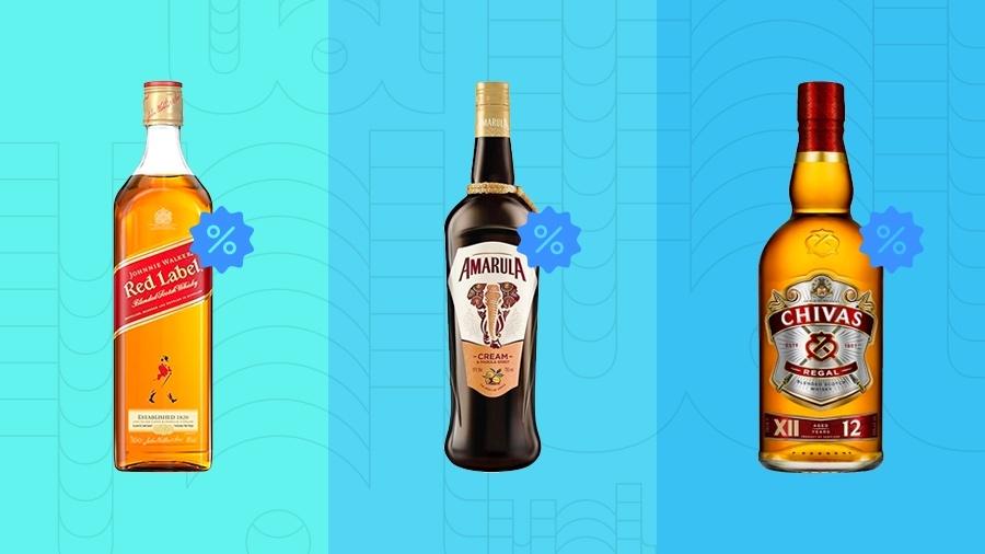 Semana do Consumidor traz descontos em diversas bebidas, como Red Label, Amarula e Chivas Regal - Arte/Divulgação