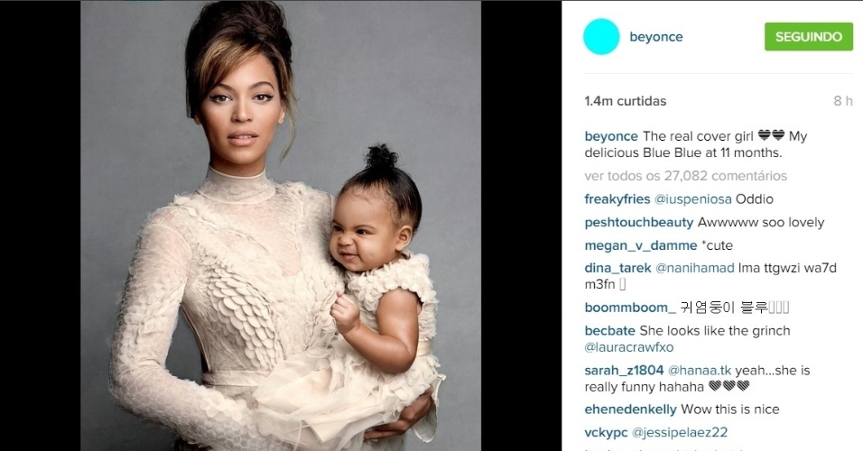 14.ago.2015 - Na noite desta sexta-feira, Beyoncé abriu o baú e postou no Instagram uma foto antiga ao lado da sua filha. 