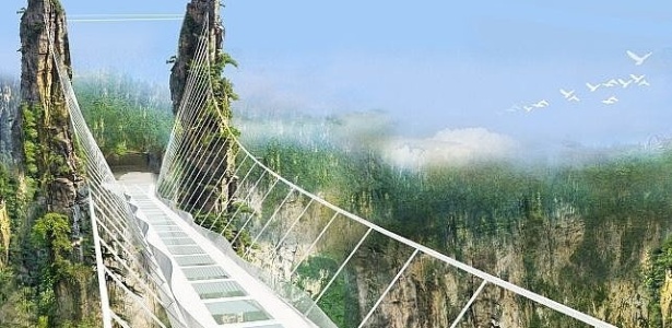 Projeção da ponte chinesa, que estará a 300 metros de altura - Divulgação/Haim Dotan Architects & Urban Designers