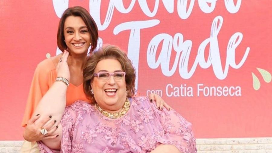 Catia Fonseca ao lado de Mamma Bruschetta no "Melhor da Tarde" - Reprodução/Instagram @catiafonseca