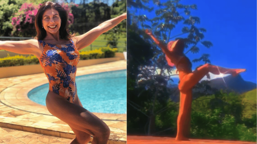 Angela Dippe exibe elasticidade em aula de ioga para comemorar chegada aos 59 anos - Reprodução/Instagram/@angeladippe