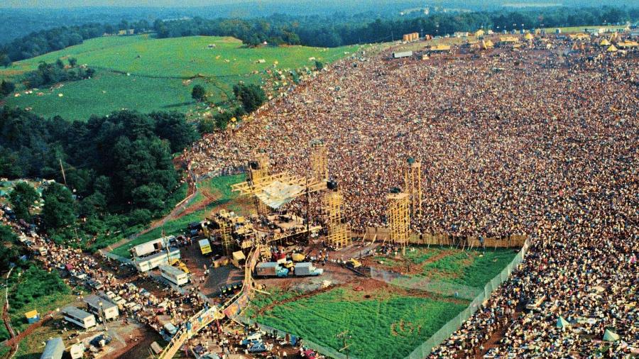 Foto aérea do festival Woodstock, de 1969 - Divulgação
