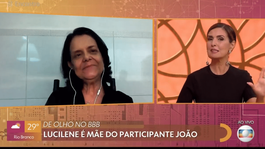 Lucilene, mãe de João Luiz, é entrevistada por Fátima Bernardes no "Encontro" - Reprodução/Globoplay