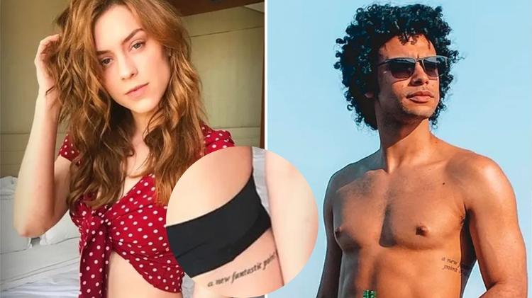 Sérgio Malheiros e Sophia Abrahão tatuaram uma letra de música