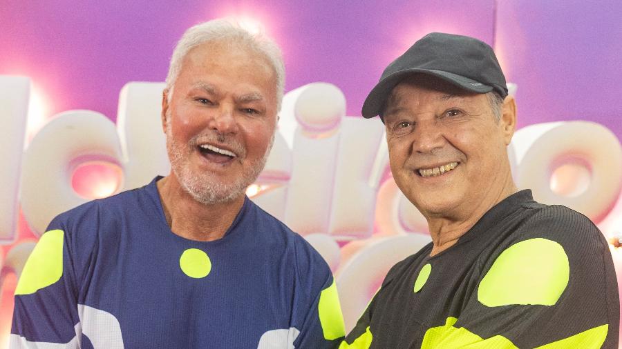 Kadu Moliterno e André de Biase em gravação do Caldeirão com Mion - Léo Rosario/Globo