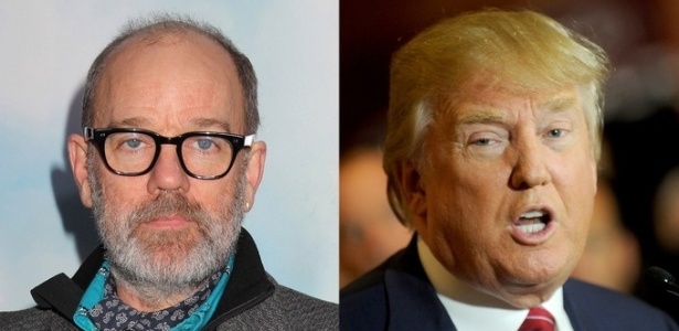 O vocalista Michael Stipe e o pré-candidato republicano Donald Trump - Montagem/Reprodução