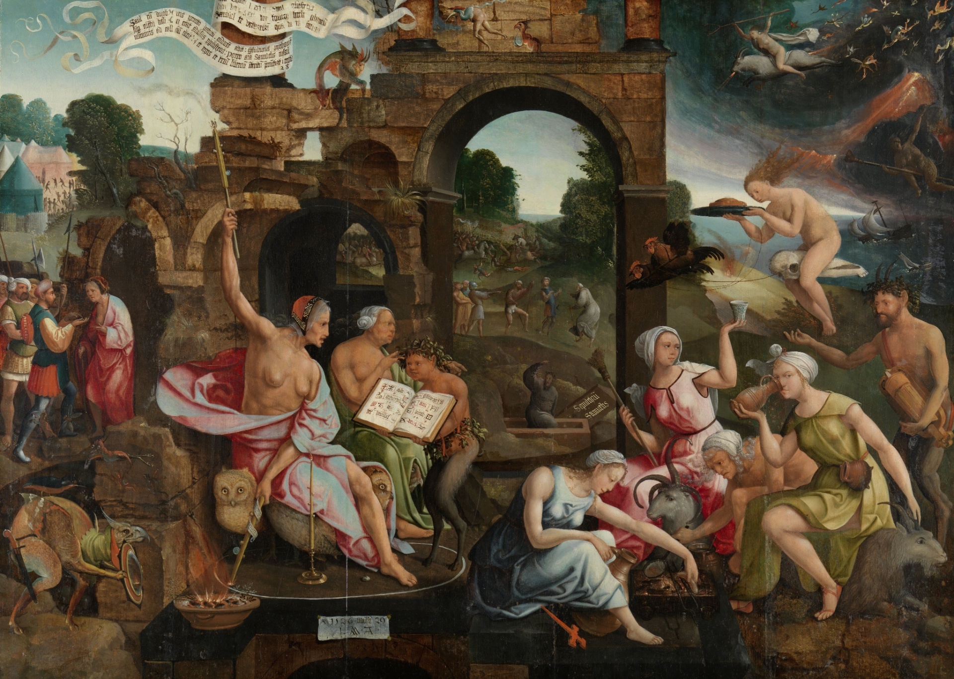 O painel com a obra "Saul and the Witch of Endor", de Jacob Cornelisz van Oostsanen, mostra a batalha do rei Saul e seu suicídio - Jacob Cornelisz van Oostsanen/Rijksmuseum