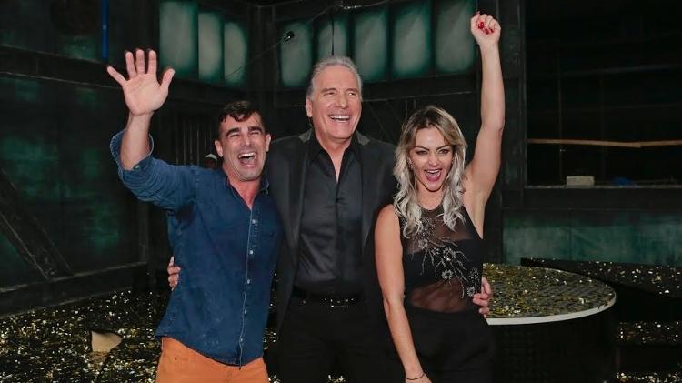Jorge Sousa e Laura Keller comemoram vitória no "Power Couple" ao lado de Roberto Justus - Rafael Cusato/Brazil News - Rafael Cusato/Brazil News