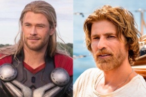Chris Hemsworth, que interpretou Thor nos cinemas e Reynaldo Gianecchini   - Reprodução e Ramón Vasconcelos/TV Globo - Reprodução e Ramón Vasconcelos/TV Globo