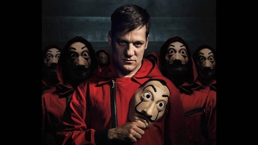 Palermo, personagem de Rodrigo de la Serna, em pôster da parte 3 de La Casa de Papel - Divulgação