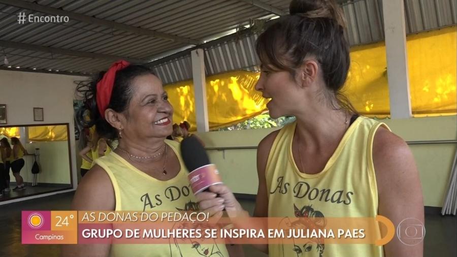As Donas do Pedaço se exercitam em uma laje na Baixada Fluminense com acessórios inspirados no figurino da novela - Reprodução/TV Globo