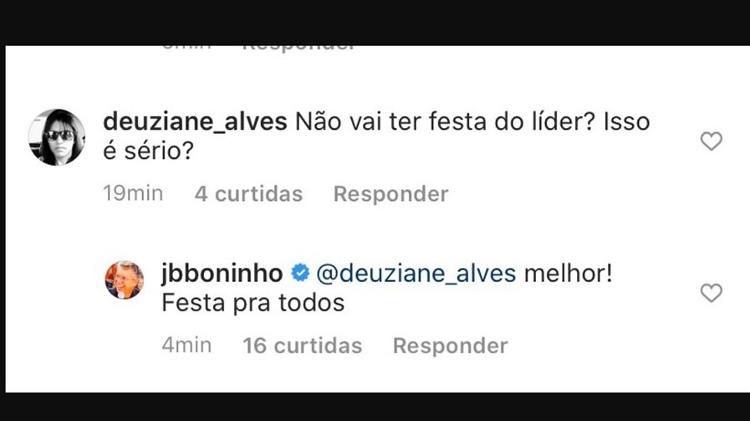 Comentario festa 3 - Reprodução/Instagram - Reprodução/Instagram