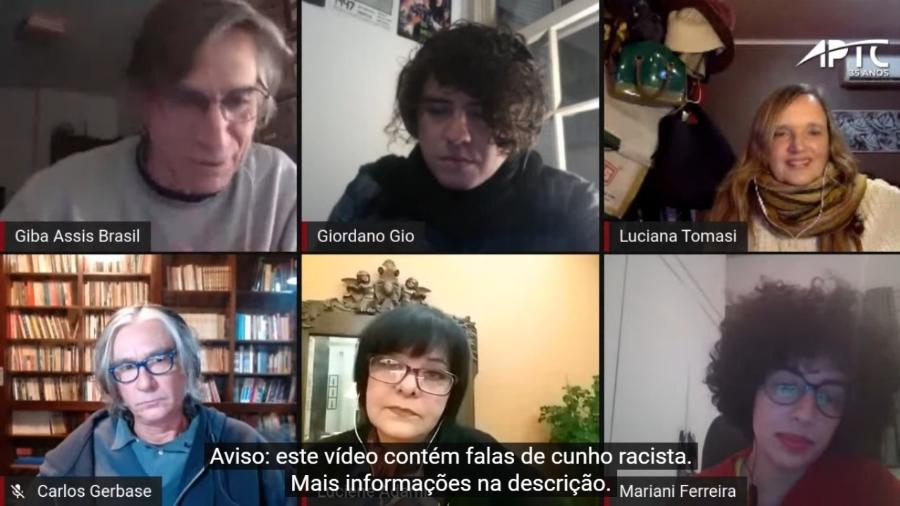 Mariani Ferreira e Luciana Tomasi, entre outros, em live sobre "Inverno" promovida pela APTC-RS - Reprodução/YouTube