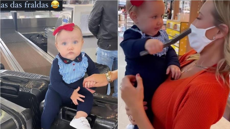 Ana Paula Siebert e a filha Vicky no aeroporto - Reprodução/instagram