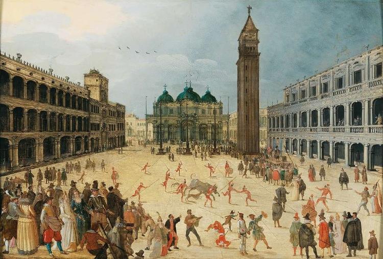 Cena de um carnaval em Veneza, em arte de Sebastian Vrancx, do século 17 Cena de um carnaval em Veneza, em arte de Sebastian Vrancx, do século 17
