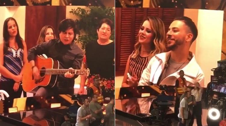 Sandy e Junior cantam "Evidências" com o pai, Xororó, no quadro "Visitando o Passado", do "Caldeirão do Huck" - Montagem/UOL/Reprodução/instagram - Montagem/UOL/Reprodução/instagram