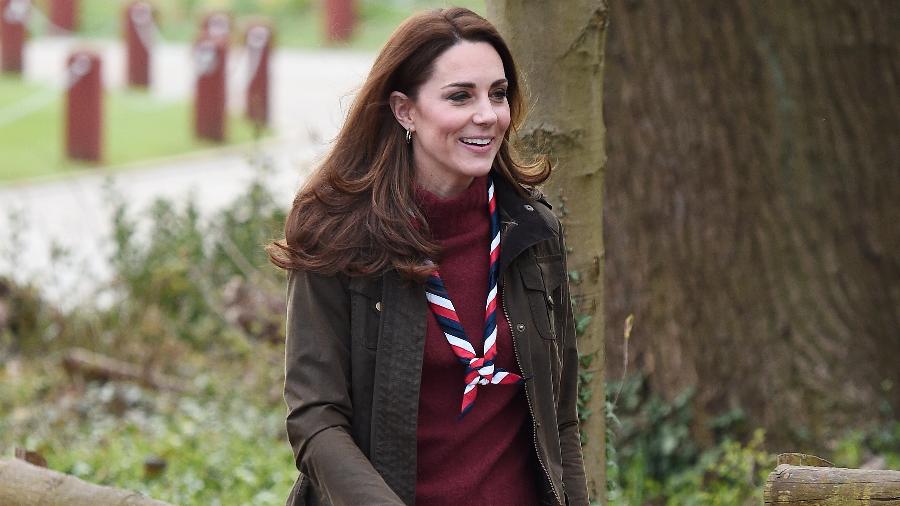 Kate Middleton durante visita aos escoteiros, em Epping, na Inglaterra, nesta quinta (28) - Getty Images