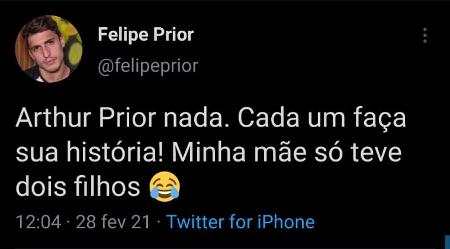 BBB 21: Felipe Prior comenta fala de Arthur no Twitter - Reprodução/Twitter - Reprodução/Twitter