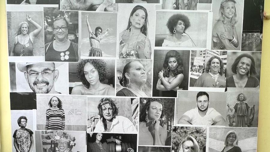 Mural com fotos de pessoas trans no Centro de Referência e Treinamento de DST/AIDS de São Paulo. - Arquivo pessoal