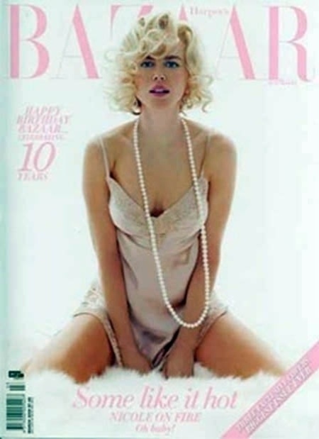 2008 - Atriz Nicole Kidman se veste como Marilyn Monroe para a capa da revista "Harper's Bazaar" da Austrália