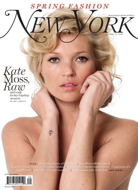 2009 - A modelo Kate Moss foi posou como Marilyn Monroe para a capa da revista "New York", em 2009