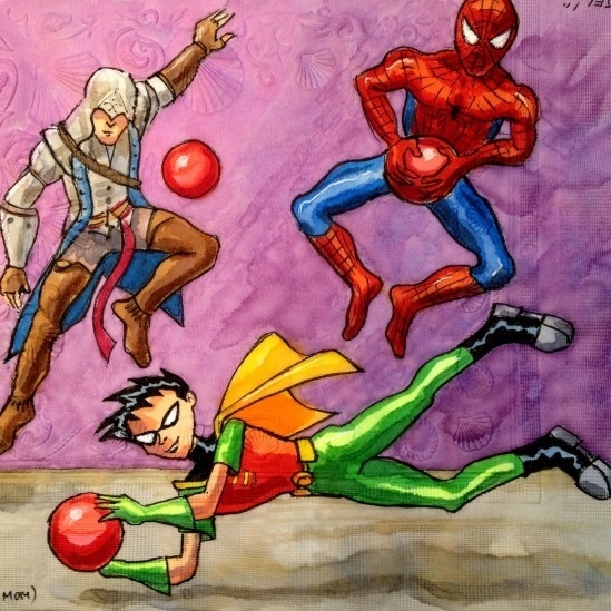 A artista e fotógrafa Nina Levy, de Nova York, encontrou uma forma criativa de divertir seus filhos na hora do lanche: ela desenha diariamente, há sete anos, os personagens favoritos das crianças em guardanapos, colocados em suas lancheiras da escola - Nina Levy/Caters