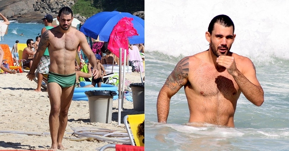 2.jun.2013 - Juliano Cazarré, que atualmente usa uma peruca de dreadlock para interpretar o hippie Ninho em "Viver à Vida", aproveita a folga de um domingo de sol na praia do Leblon