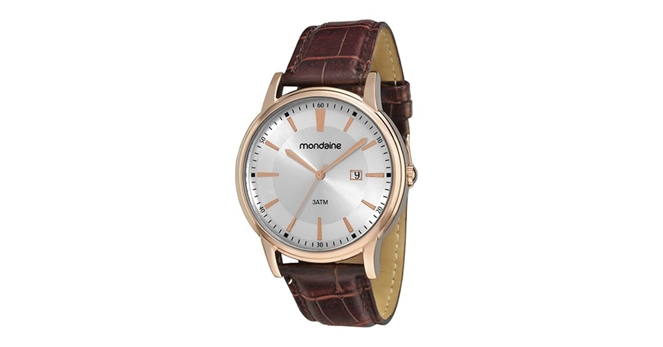 Relógio Mondaine em metal, com pulseira em couro e vidro em cristal; R$ 115, na My Time (Tel.: 11 2626-6053). Preço pesquisado em maio de 2013 e sujeito a alteração - Divulgação