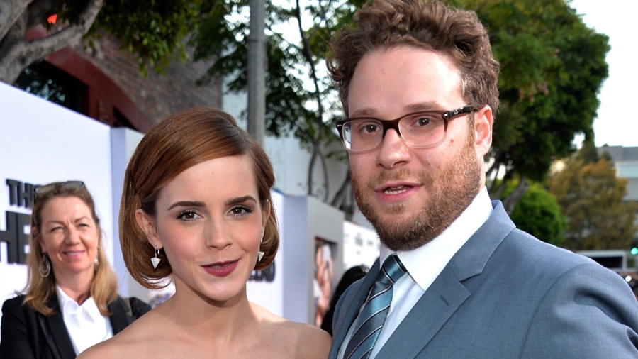 Emma Watson e Seth Rogen na pré-estreia norte-americana de "É o Fim" - Jason Kempin / AFP Photo
