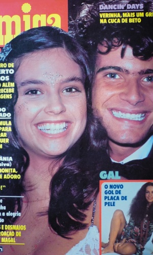 Capa da revista "Amiga" mostra os atores Lidia Brondi e Lauro Corona, na época da novela Dancin Days, de 1978