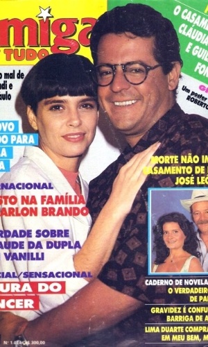 Capa da revista "Amiga" na época em que Lidia Brondi contracenou com Marcos Paulo na novela "Meu Bem, Meu Mal", seu último papel na TV (1990/1991)