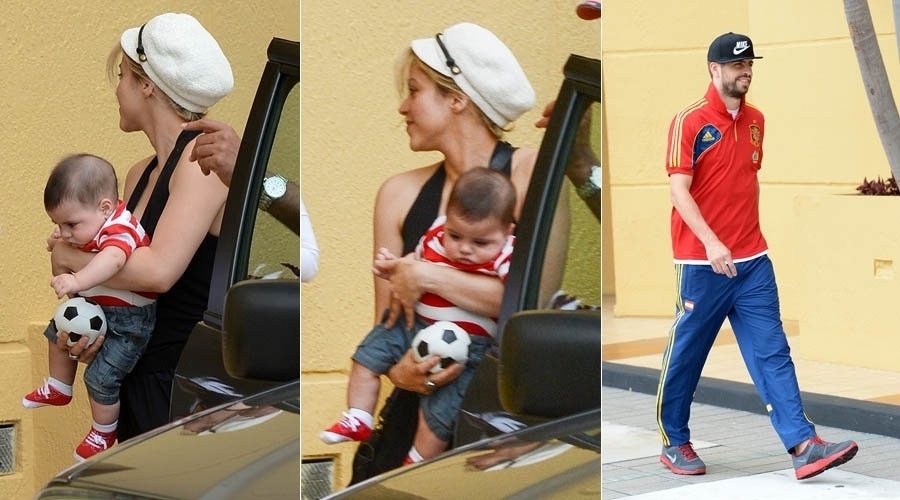 6.jun.2013 - Shakira leva o filho para visitar o pai, Gerard Piqué