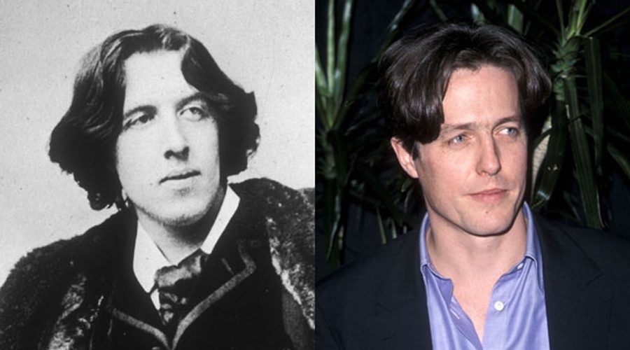 O escritor Oscar Wilde e o ator Hugh Grant
