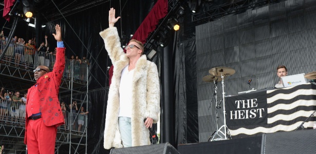 16.jun.2013 - Macklemore (direita) e Ryan Lewis se apresentam no festival Bonnaroo - Jason Merritt/Getty Images/AFP