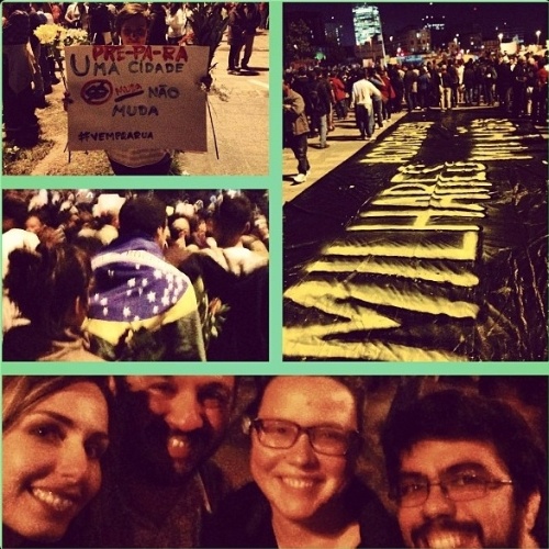 17.jun.2013 - A modelo Mariana Weickert participa de manifestação pela mudança no Brasil e publicou foto em seu Instagram com as hashtags #Brasil #ogiganteacordou #historico #respeito #whitemonday