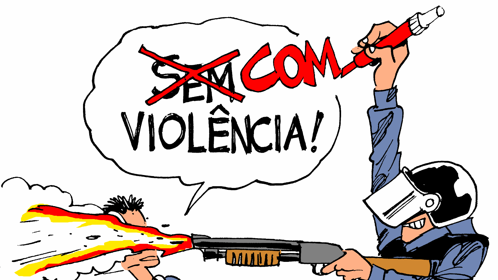 A violência policial é tema recorrente nas charges de Latuff - Carlos Latuff/Divulgação