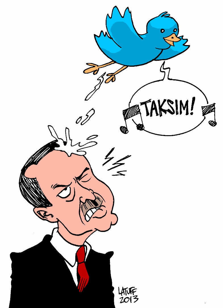 Charge retrata primeiro-ministro turco em situação pouco agradável - Carlos Latuff/Divulgação