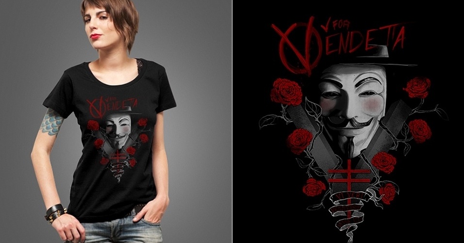 A máscara de Guy Fawkes ganhou força com o grupo Anonymous e tem aparecido com frequência nas manifestações do Movimento Passe Livre em todo o Brasil. Aqui, peça com estampa do filme "V de Vingança"; R$ 65, na Reverb City (www.reverbcity.com) Preço pesquisado em junho de 2013 e sujeito a alterações - Divulgação