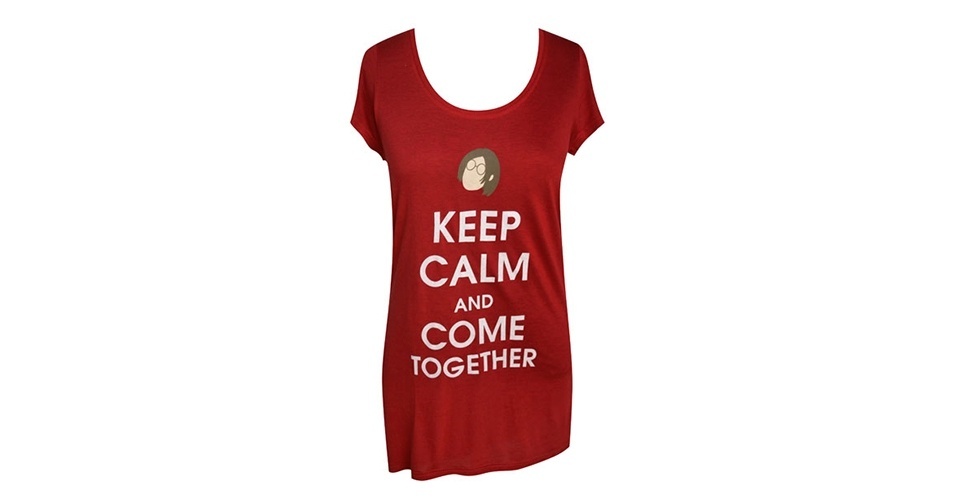 Com referência aos Beatles, a camiseta "Keep Calm and Come Together" pede união e tranquilidade; R$ 99, ma Qvizu (www.qvizu.com.br) Preço pesquisado em junho de 2013 e sujeito a alterações - Divulgação