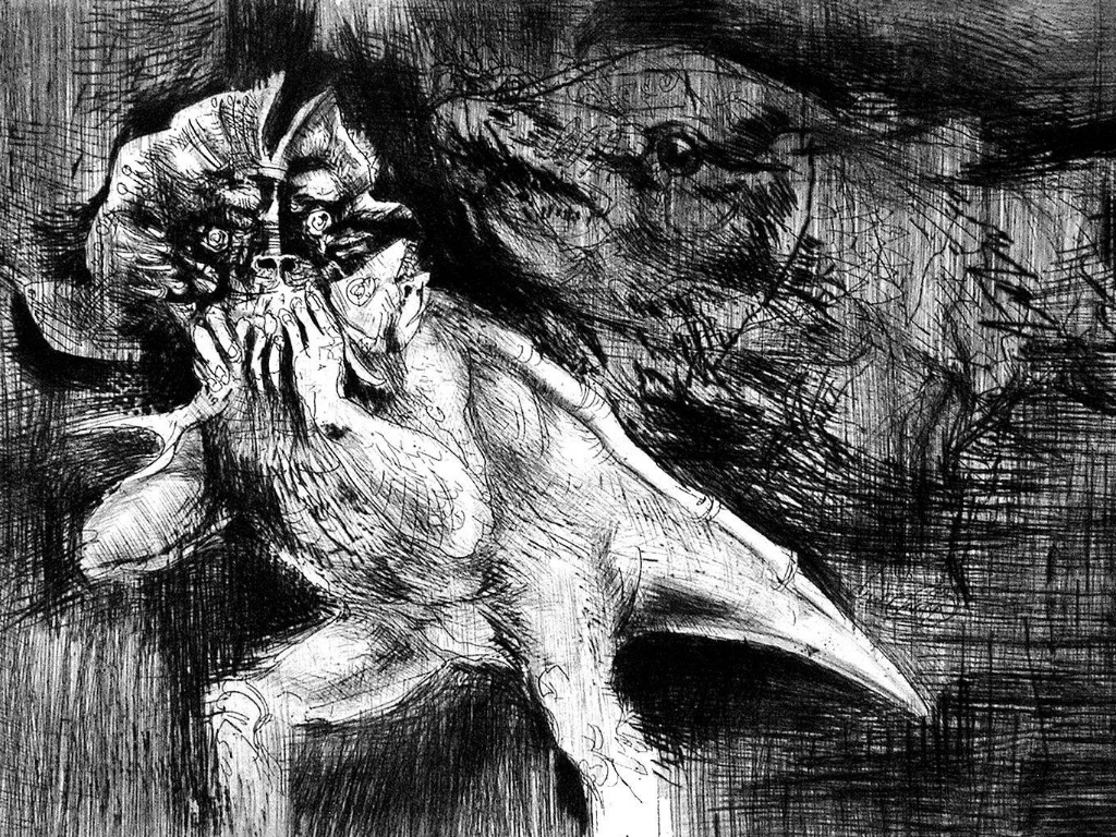 A obra de Grassmann é muito marcada por referências ao universo medieval, sempre com ilustrações de cavaleiros lutando contra monstros - Divulgação