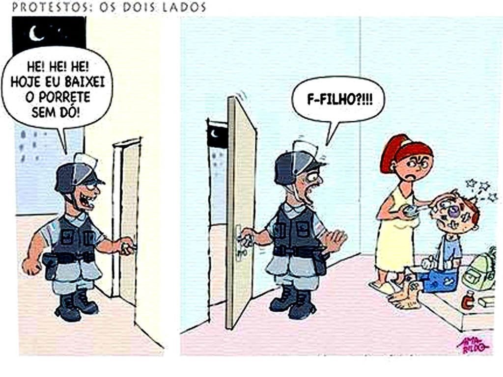 O cartunista Amarildo relembrou a violência contra estudantes durante as manifestações - Divulgação