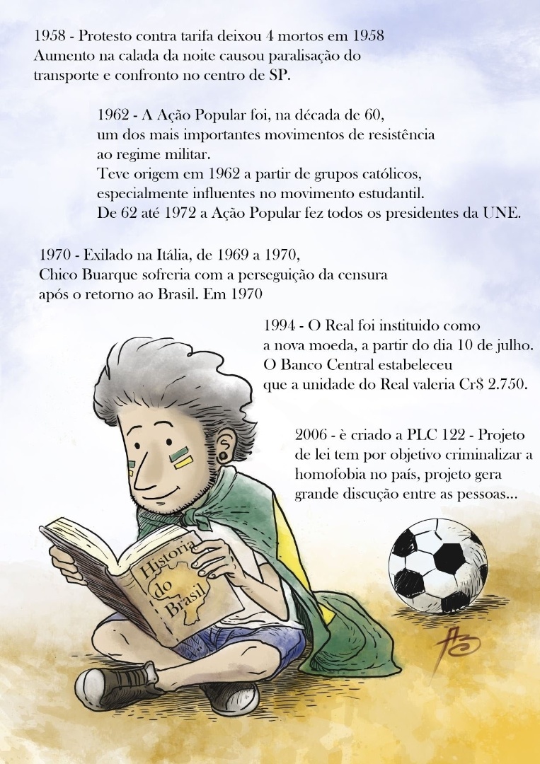 O ilustrador Adriano Batista relembrou momentos históricos da política do país envolvendo o protesto - Divulgação